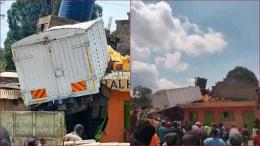 A lorry rammed into a hardware shop in Limuru.